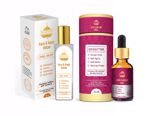 Premium Facial Glow Kit with 24k Gold Oil & Gold Dust (Ubtan) - PavitraPlus